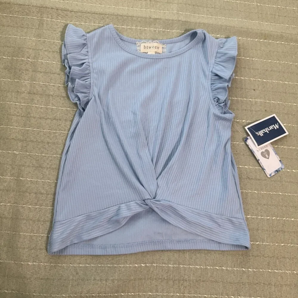 NWT Btween Girls Front Twist Blue Sleeveless Top Size 8 Great Condition